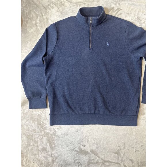 Men’s Polo Ralph Lauren 1/4 Zip Pullover Sweater Navy Blue Size XL - Picture 4 of 10